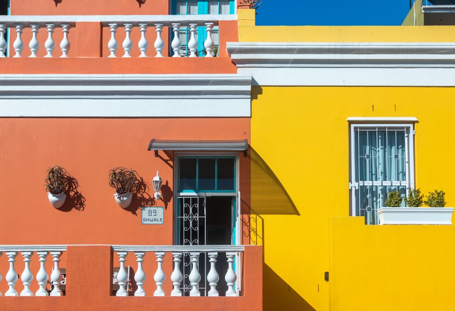 Orange and yellow painted house walls